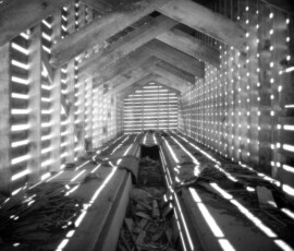 Corncrib interior, Franklin County, Iowa Infrared Black and White Landscape photography Barn Iowa