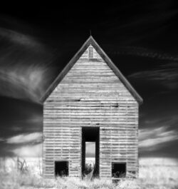 Infrared Black and White Landscape photography Barn Iowa